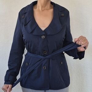 Weatherproof Ruffle Collar Rain Jacket